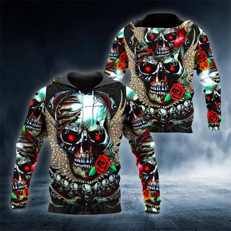 Model 2 Sweat Homme Tête de Mort 3D - 6 modèles au choix  !