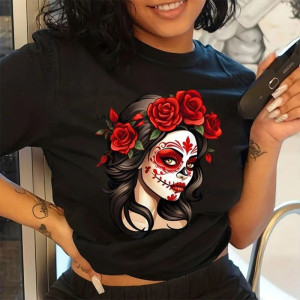 T Shirt Tête de Mort Mexicaine Femme