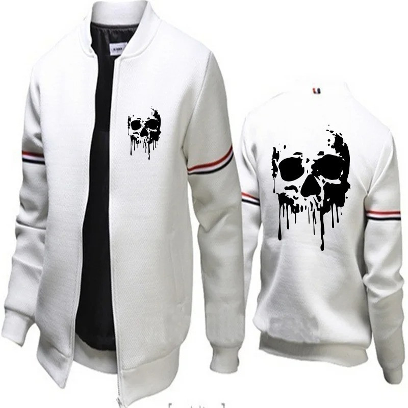 Veste Tête de Mort Urbaine Skull Pirate en Style Varsity couleur blanc