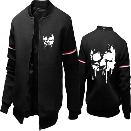 Veste Tête de Mort Urbaine Skull Pirate en Style Varsity couleur noir