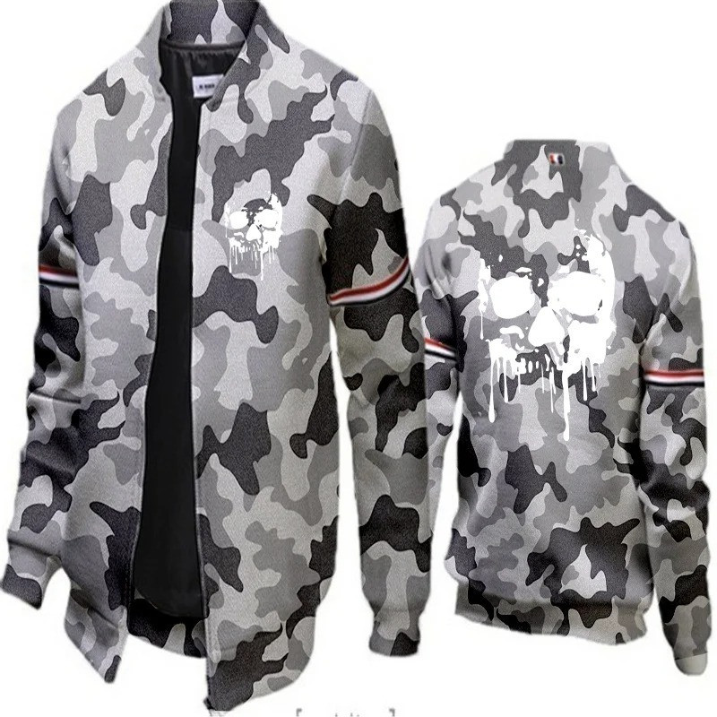Veste Tête de Mort Urbaine Skull Pirate en Style Varsity couleur Camouflage Urbain