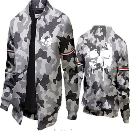Veste Tête de Mort Urbaine Skull Pirate en Style Varsity couleur Camouflage Urbain