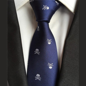 Model 3 Cravate homme motif crâne pirates - avec/ sans bouton de manchette assortit !