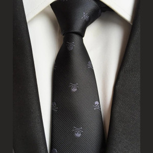 Model 4 Cravate homme motif crâne pirates - avec/ sans bouton de manchette assortit !