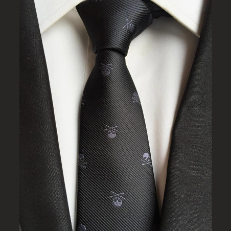 Model 4 Cravate homme motif crâne pirates - avec/ sans bouton de manchette assortit !