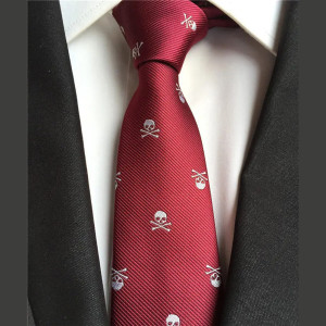 Model 6 Cravate homme motif crâne pirates - avec/ sans bouton de manchette assortit !
