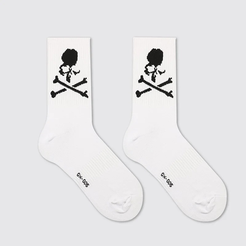 Chaussettes de sport crâne pirate mi-hautes couleur Blanc