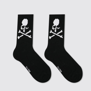 Chaussettes de sport crâne pirate mi-hautes couleur noir