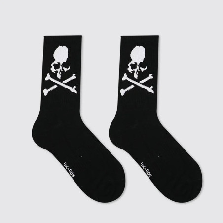 Chaussettes de sport crâne pirate mi-hautes couleur noir