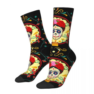Chaussettes Confortables avec Imprimé Crâne Mexicain modèle 3
