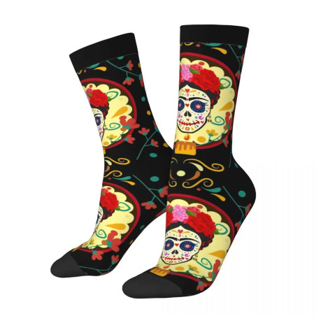 Chaussettes Confortables avec Imprimé Crâne Mexicain modèle 4