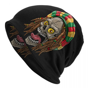 Bonnet tête de mort avec motif crâne Rasta couleur noir