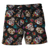 Short de plage motifs tête de mort Santa Muerte pour homme!