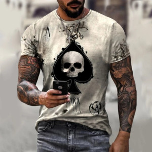 Tshirt tête de mort As de Pic pour homme couleur blanc
