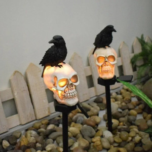 détails de la Lampe Tête de Mort tête Squelette Crâne et Corbeau LED - 2 modèles au choix