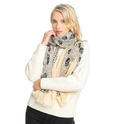 Écharpe tête de mort coton de haute qualité pour femme couleur beige