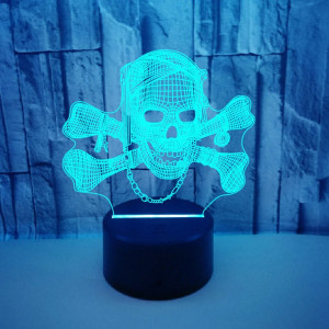 Lampe tête de Mort Crâne Pirate Lumineux LED modèle 2