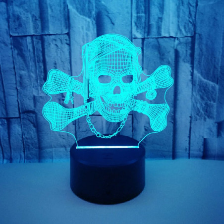 Lampe tête de Mort Crâne Pirate Lumineux LED modèle 2
