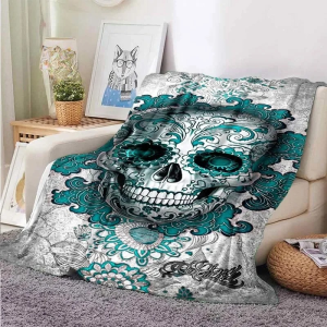 Vert Couverture en flanelle tête de mort