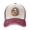 Casquette Tête de Mort Crâne Flammes couleur Burgundy bordeaux