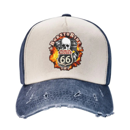 Casquette Tête de Mort Crâne Flammes couleur Bleu