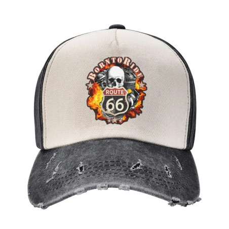 Casquette Tête de Mort Crâne Flammes couleur noir