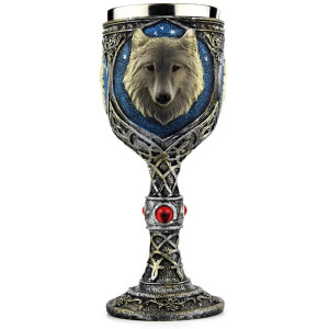 Model 2 Chope à bière en bois Viking motif loup
