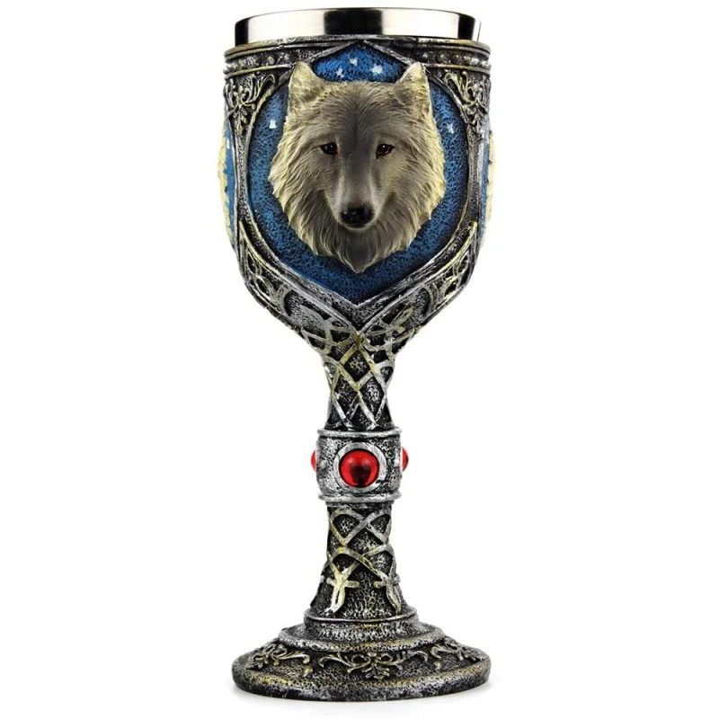 Model 2 Chope à bière en bois Viking motif loup