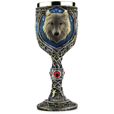 Model 2 Chope à bière en bois Viking motif loup