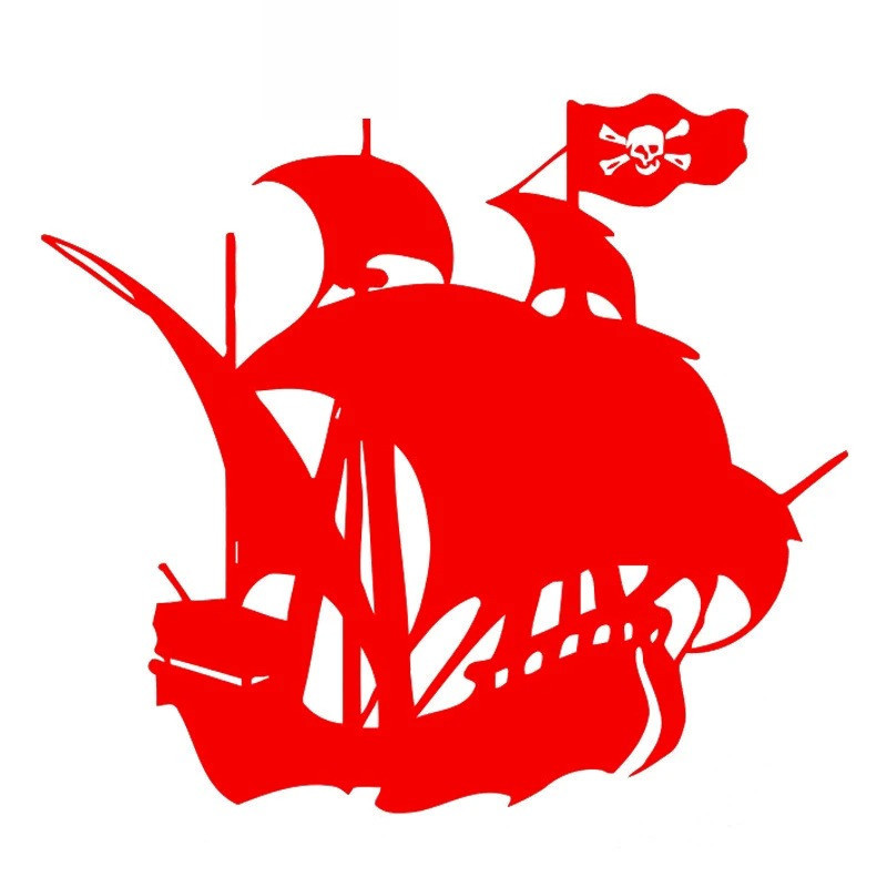 Rouge Autocollant bateau de Pirate 15cm x 13cm