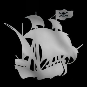 Gris Autocollant bateau de Pirate 15cm x 13cm