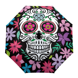 Parapluie Calavera Festif aux Motifs Florals