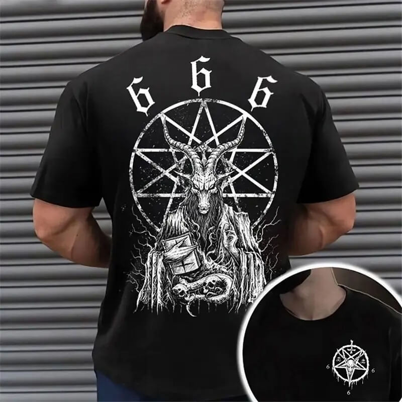 T-shirt Gothique Occulte Sceau de Baphomet - couleur noir