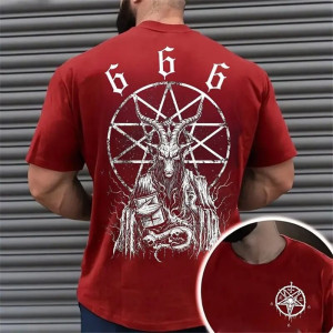 T-shirt Gothique Occulte Sceau de Baphomet - couleur rouge