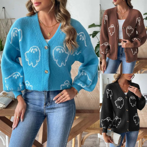 Cardigan tricoté avec imprimé Petits Fantômes pour femmes
