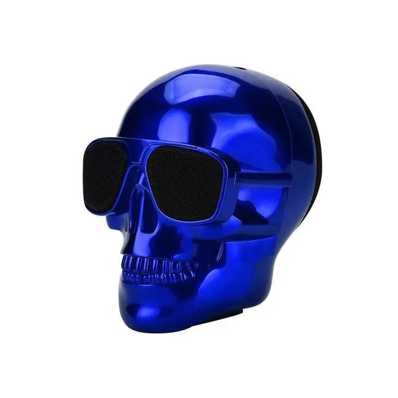 Enceintes Bluetooth Tête de Mort couleur bleu