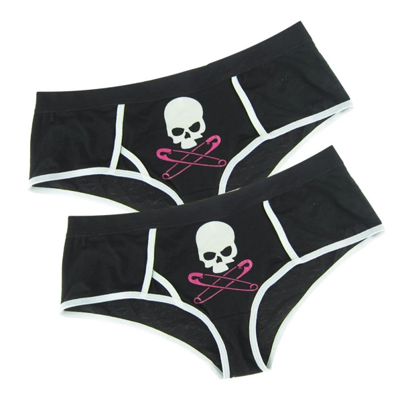 Culotte Tête de Mort Skull Pirate en Coton pour Femme - Lot de 2 !