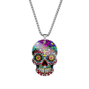 Pendentif Tête de Mort Mexicaine | 4 Designs Colorés | Bijoux Uniques