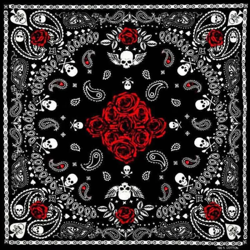 Bandana Tête de Mort Crânes Jardin Sombre