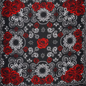 Bandana Rock "Roses Mortelles" en Noir et Rouge