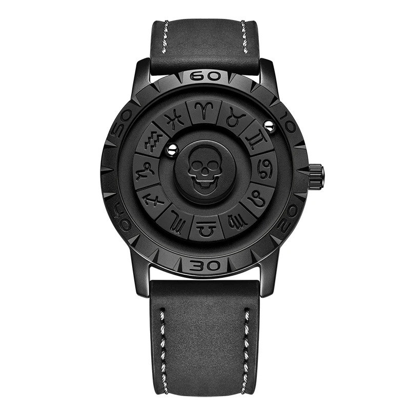 Montre Tête de Mort Skull Commander Timepiece modèle 4 noir bracelet en cuir