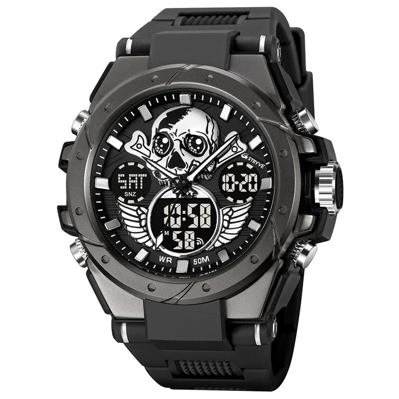 Montre Tête de Mort Crâne Chronographe Squelette des Ténèbres modèle 6