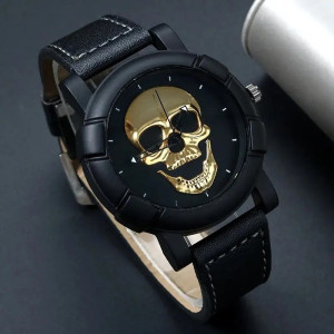 Magnifique Montre Tête de Mort Ensemble Élégance Sombre