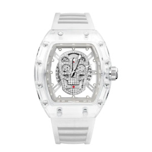 Montre Tête de Mort Chronographe Cristal Fantôme Couleur Blanc