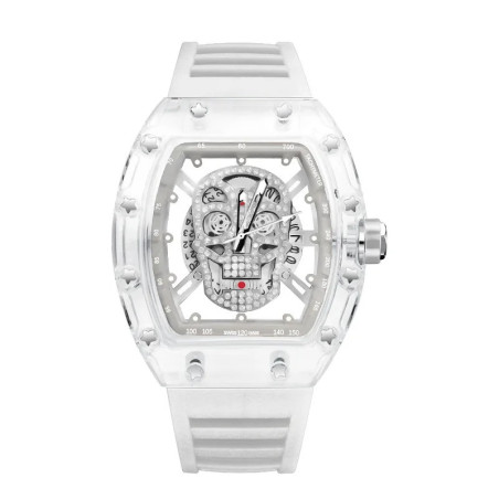 Montre Tête de Mort Chronographe Cristal Fantôme Couleur Blanc