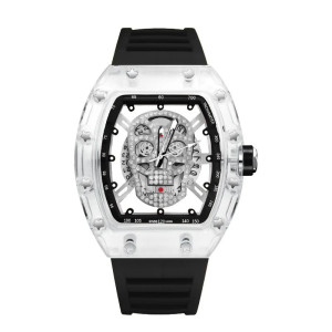 Montre Tête de Mort Chronographe Cristal Fantôme Couleur Noir