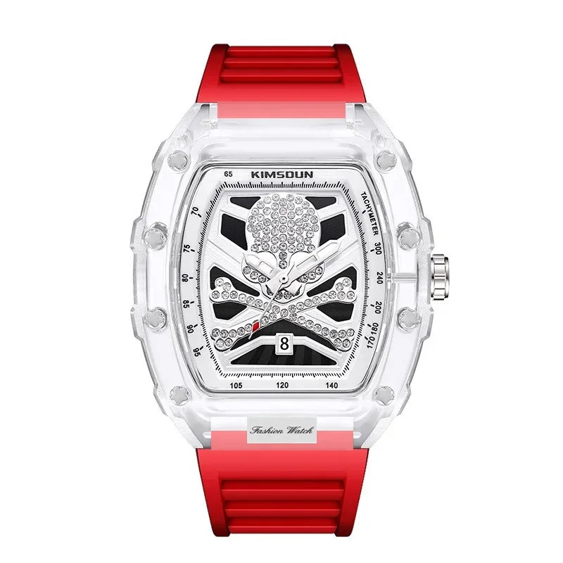 Montre Tête de Mort Crânes Cadran des Damnés couleur Rouge