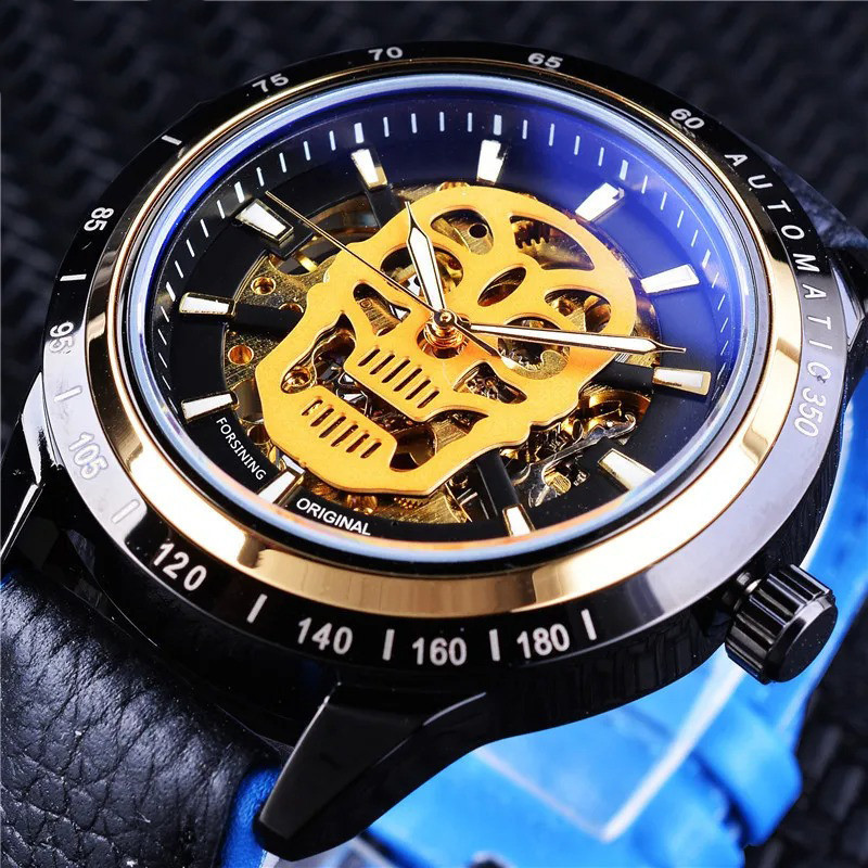 Montre Tête de Mort Crâne Guardien de la Nuit couleur bleu