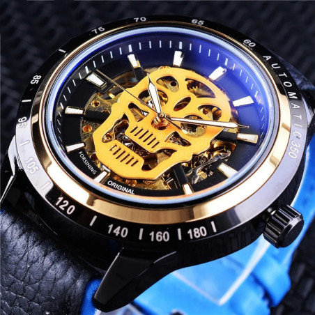 Montre Tête de Mort Crâne Guardien de la Nuit couleur bleu
