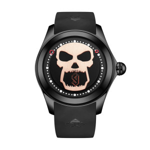 Montre Tête de Mort Crâne Heure Fantôme couleur noir